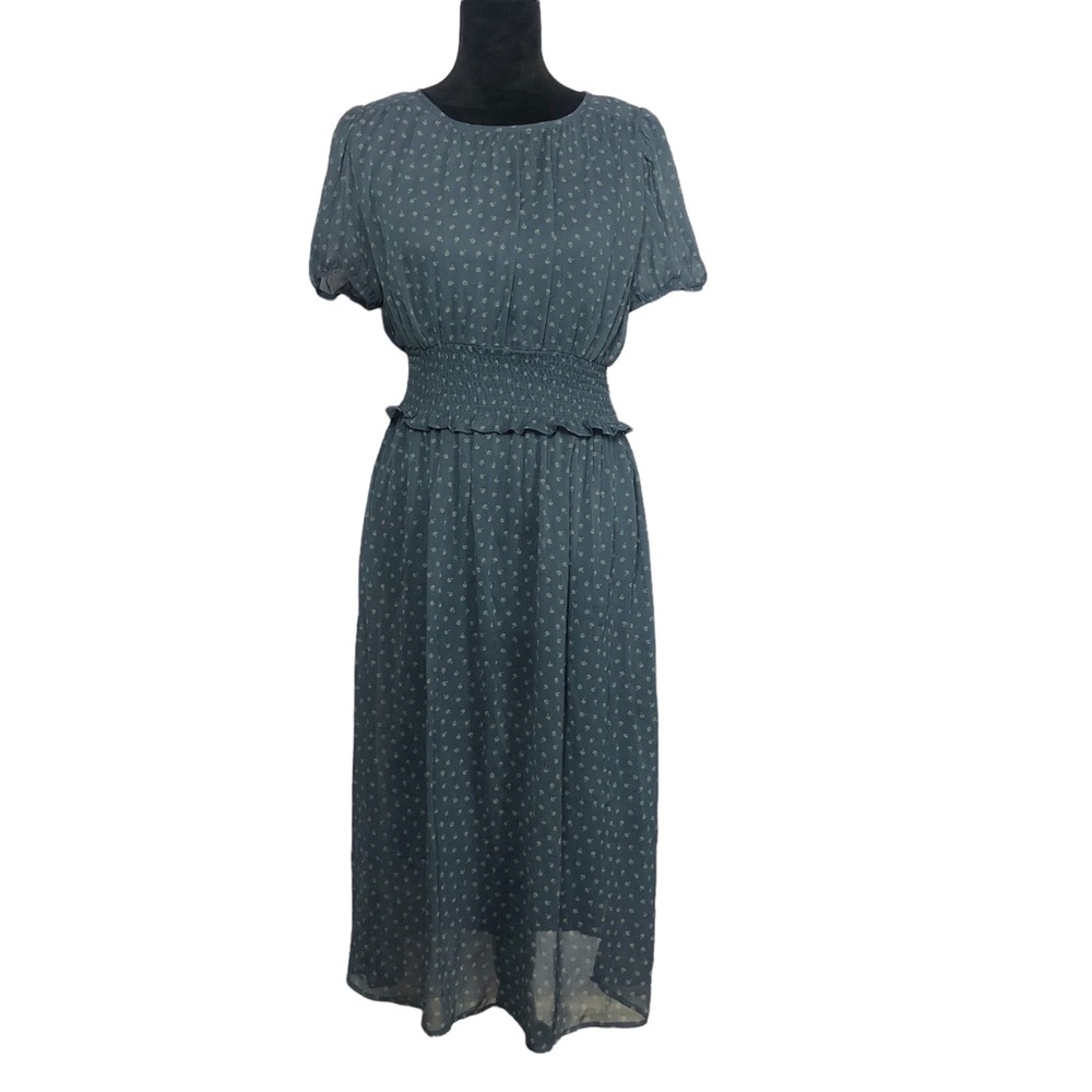 Wild Fable Elastic Waist Blue Print Prairie Dress size Small - Picture 10 of 12